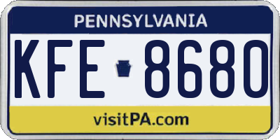PA license plate KFE8680
