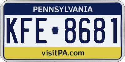 PA license plate KFE8681