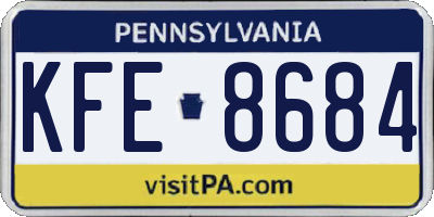 PA license plate KFE8684