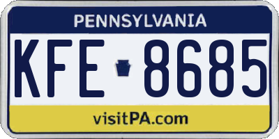 PA license plate KFE8685