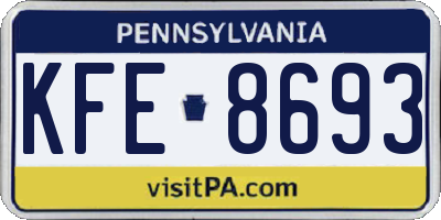 PA license plate KFE8693