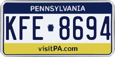 PA license plate KFE8694