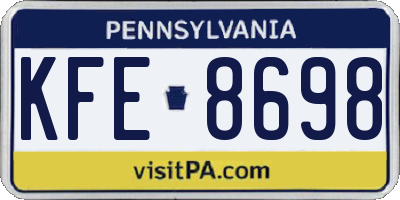 PA license plate KFE8698