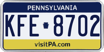 PA license plate KFE8702