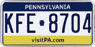 PA license plate KFE8704