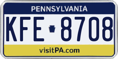 PA license plate KFE8708