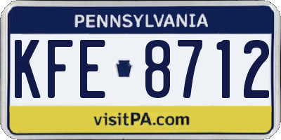 PA license plate KFE8712