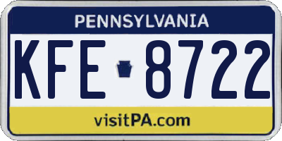 PA license plate KFE8722