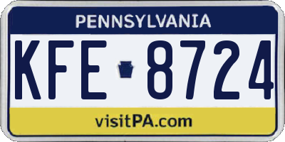 PA license plate KFE8724
