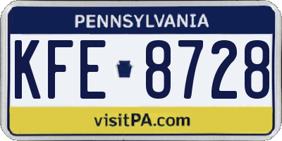 PA license plate KFE8728