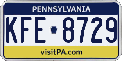 PA license plate KFE8729