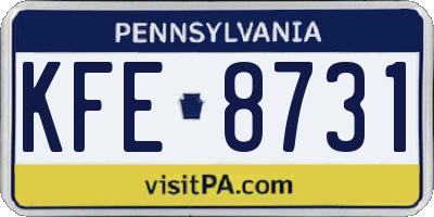 PA license plate KFE8731