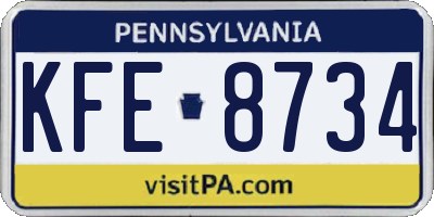 PA license plate KFE8734
