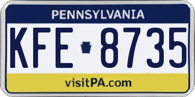 PA license plate KFE8735