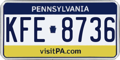 PA license plate KFE8736