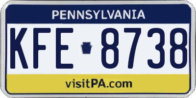 PA license plate KFE8738