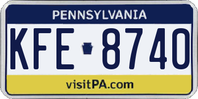 PA license plate KFE8740