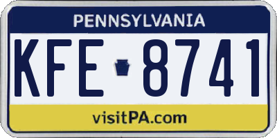 PA license plate KFE8741