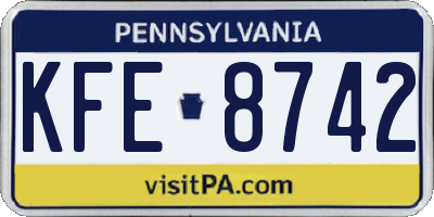 PA license plate KFE8742
