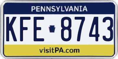 PA license plate KFE8743