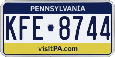 PA license plate KFE8744