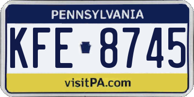 PA license plate KFE8745