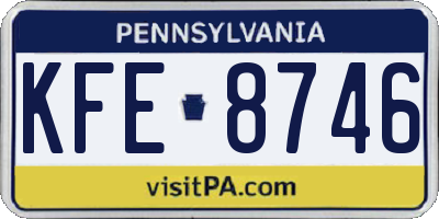 PA license plate KFE8746