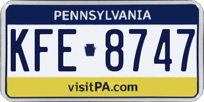 PA license plate KFE8747