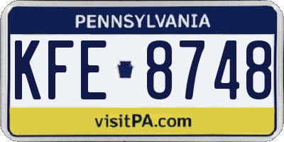 PA license plate KFE8748
