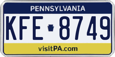 PA license plate KFE8749