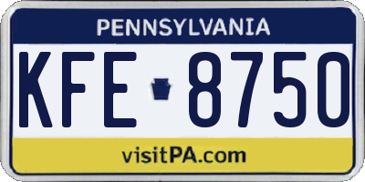 PA license plate KFE8750