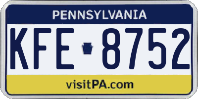 PA license plate KFE8752