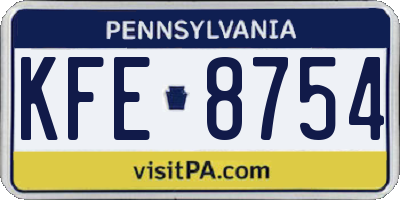 PA license plate KFE8754
