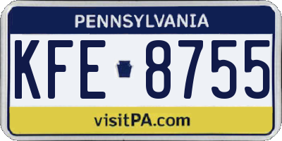 PA license plate KFE8755
