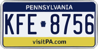 PA license plate KFE8756