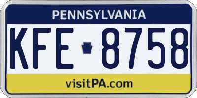 PA license plate KFE8758