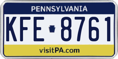 PA license plate KFE8761