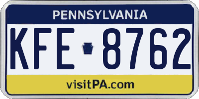 PA license plate KFE8762
