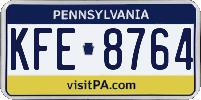 PA license plate KFE8764