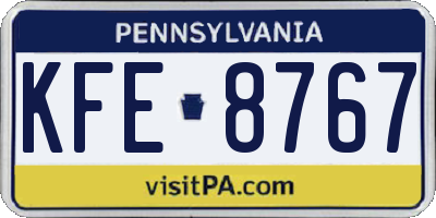 PA license plate KFE8767