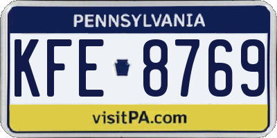 PA license plate KFE8769