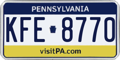 PA license plate KFE8770