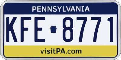 PA license plate KFE8771