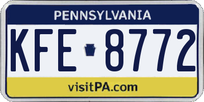 PA license plate KFE8772