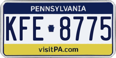 PA license plate KFE8775