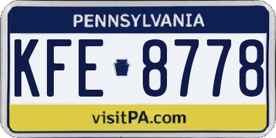PA license plate KFE8778