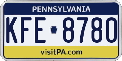 PA license plate KFE8780