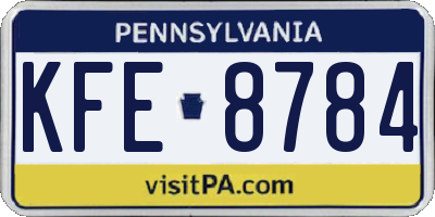 PA license plate KFE8784
