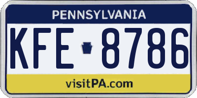 PA license plate KFE8786