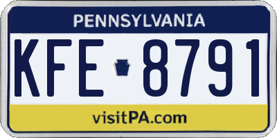PA license plate KFE8791
